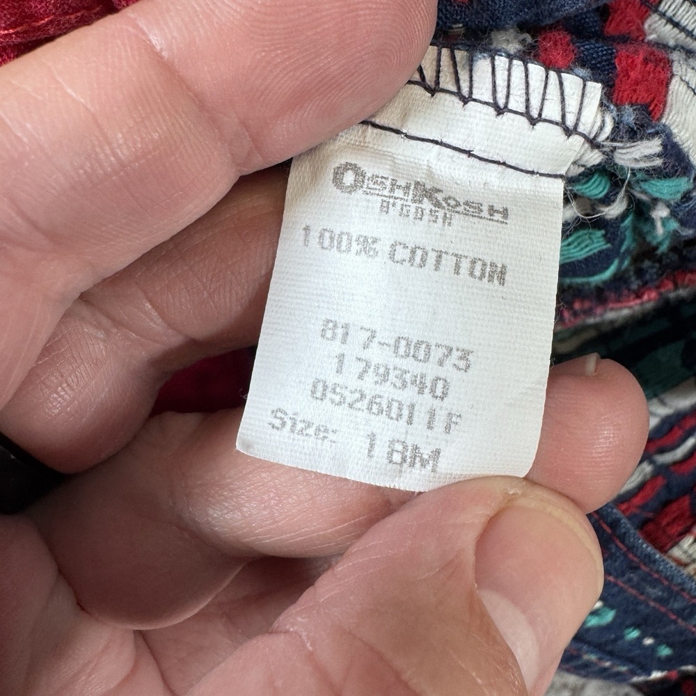Vintage Oshkosh Overalls Girls 18M Blue Bow Embroidered Vestbak Floral USA Made - Picture 15 of 16